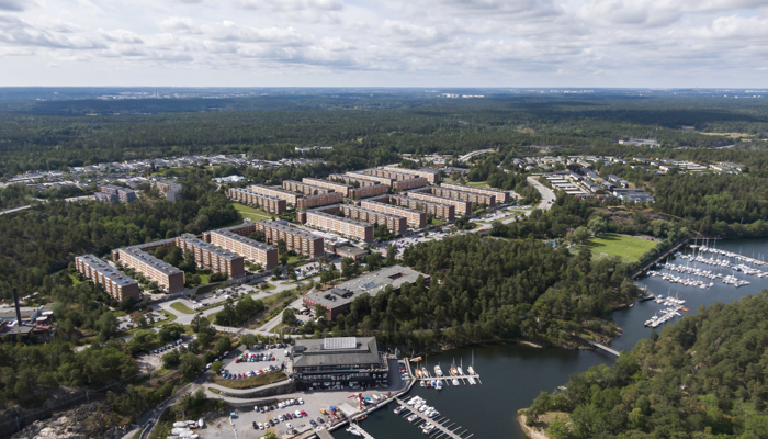 Flygfoto över Fisksätra